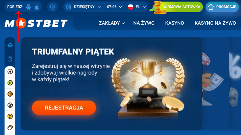 Pobierz aplikację Mostbet