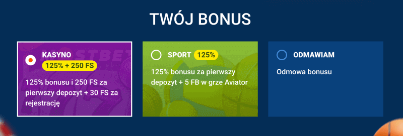 Wybierz bonus w Mostbet